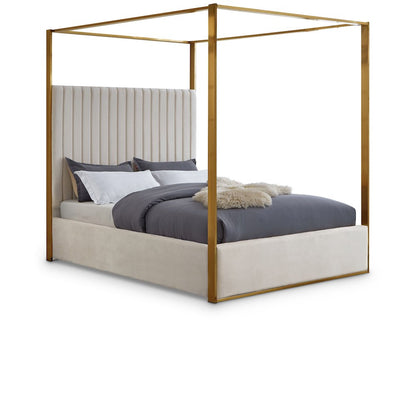 Jones Cream Velvet Queen Bed