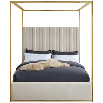 Jones Cream Velvet Queen Bed