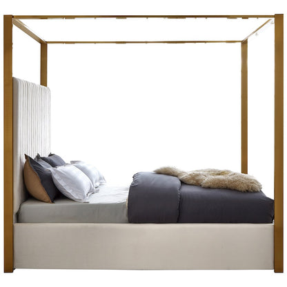 Jones Cream Velvet Queen Bed