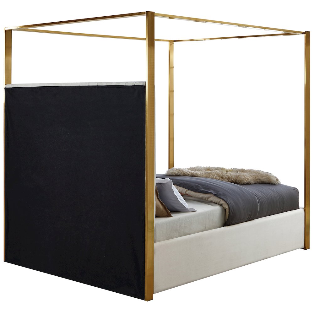 Jones Cream Velvet Queen Bed