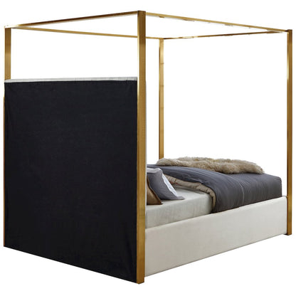 Jones Cream Velvet Queen Bed