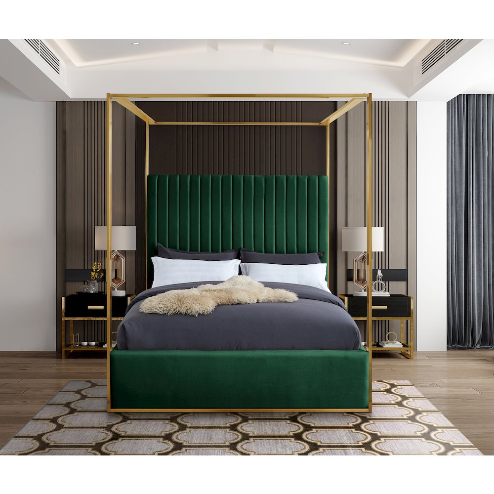 Jones Green Velvet Queen Bed