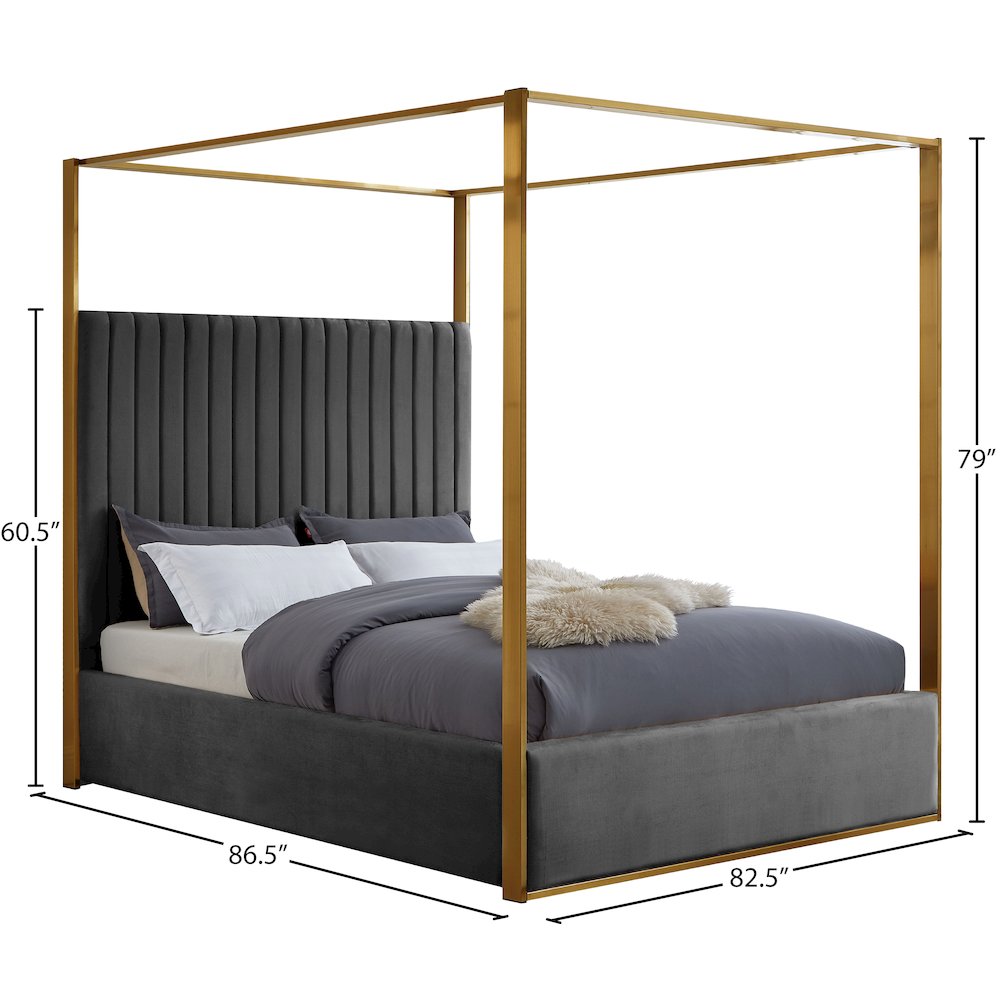 Jones Grey Velvet King Bed