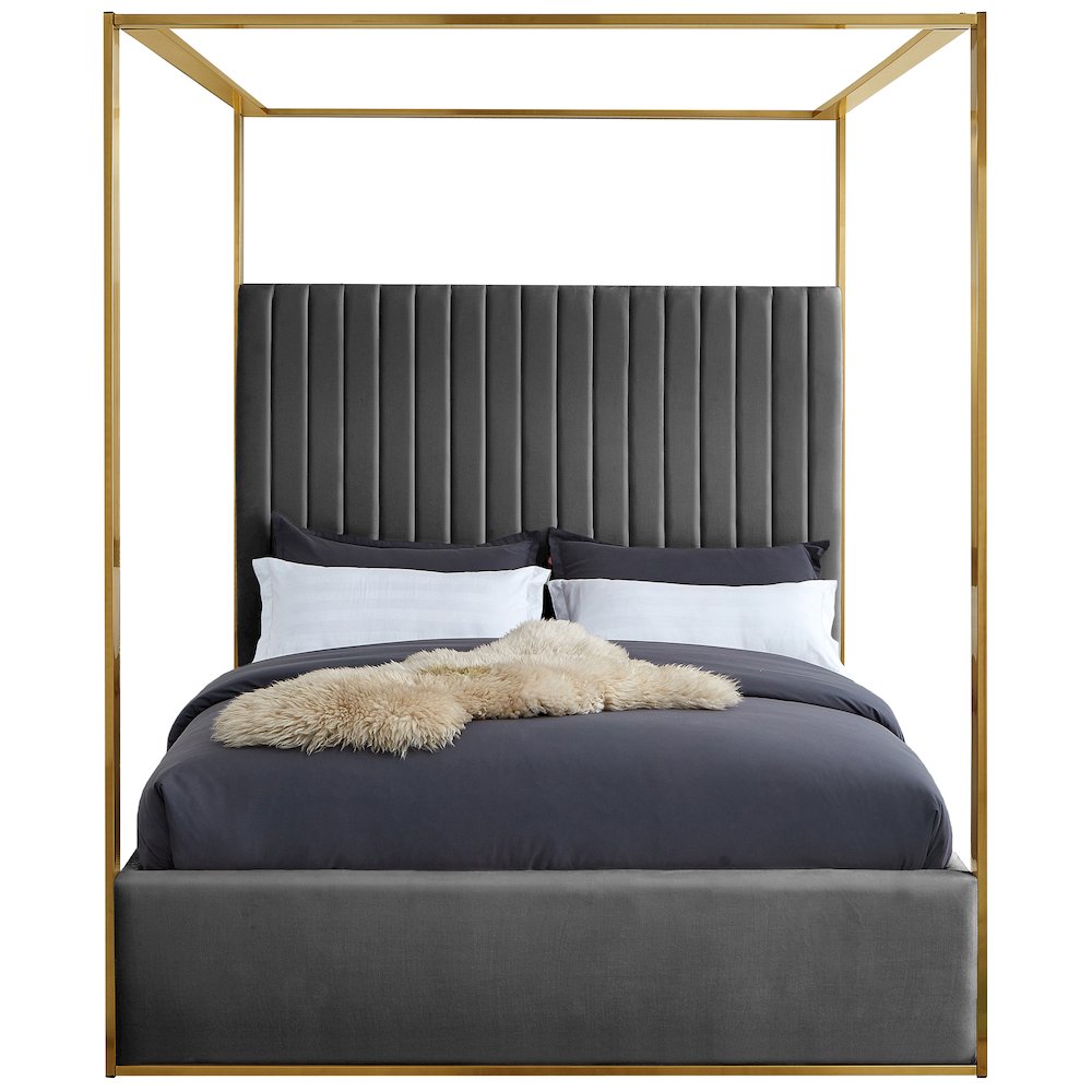 Jones Grey Velvet King Bed