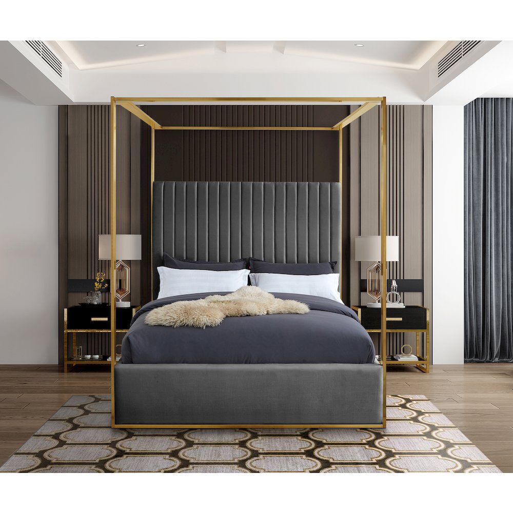 Jones Grey Velvet King Bed