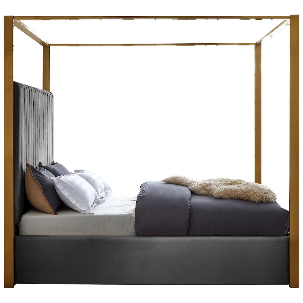 Jones Grey Velvet King Bed