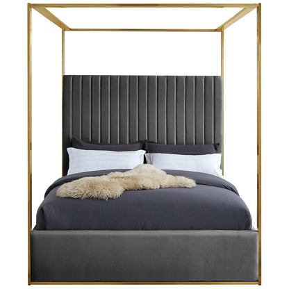 Jones Grey Velvet Queen Bed