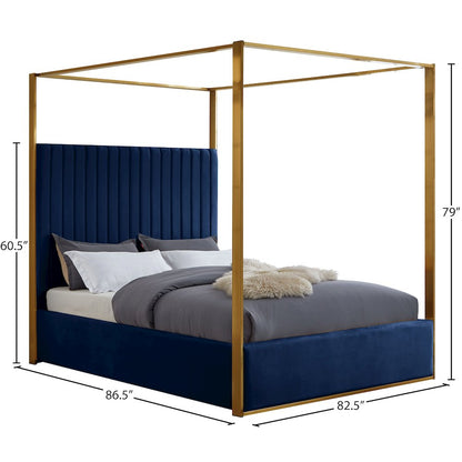 Jones Navy Velvet King Bed