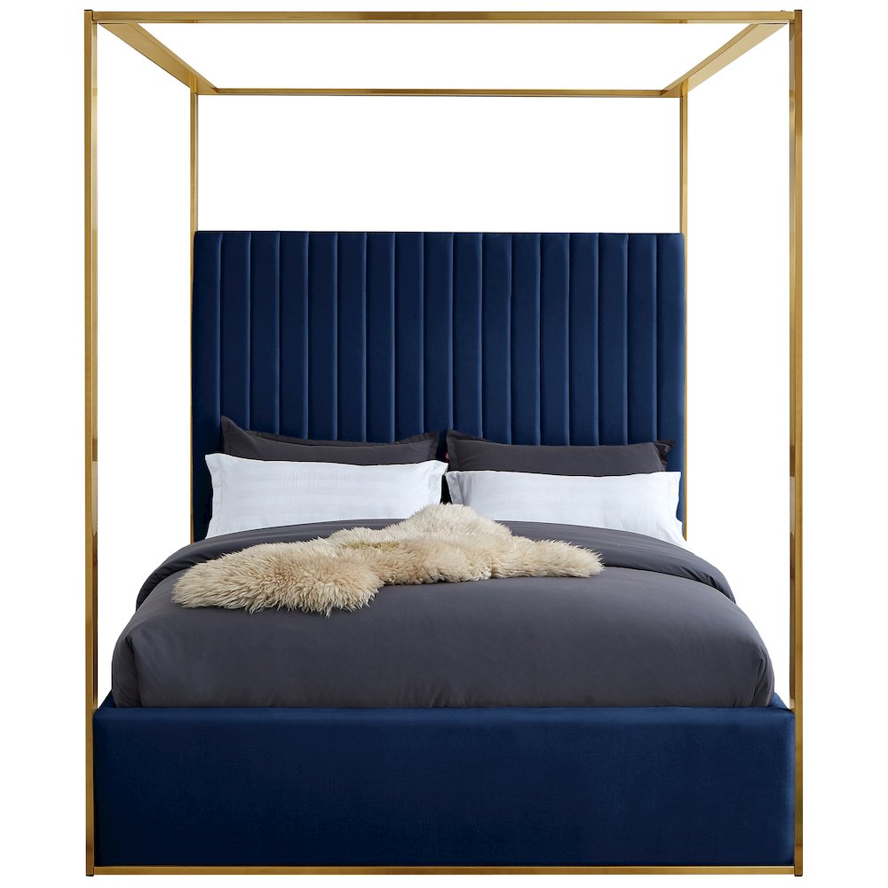Jones Navy Velvet King Bed