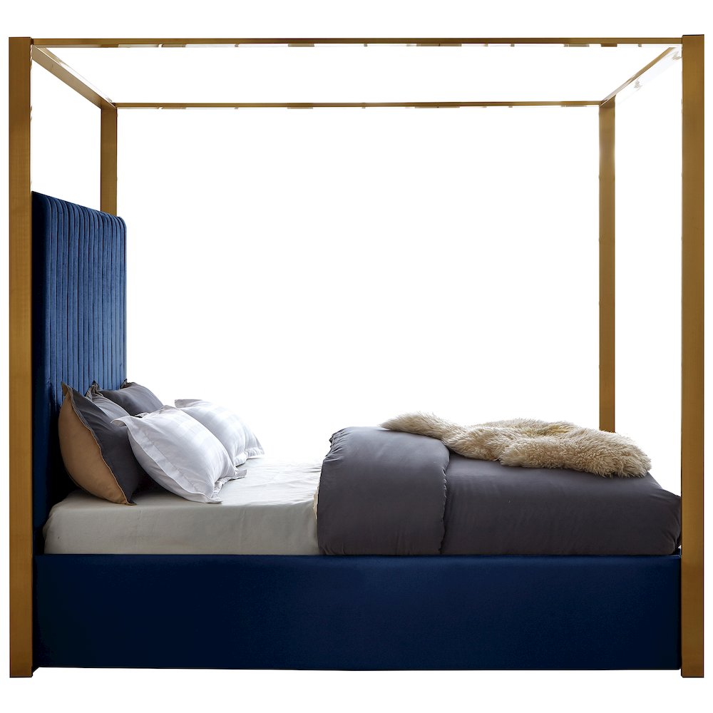 Jones Navy Velvet King Bed