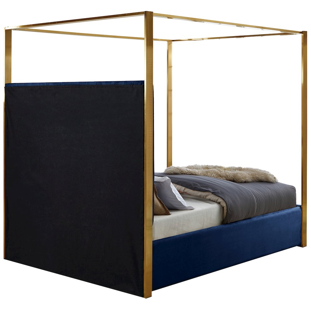 Jones Navy Velvet King Bed