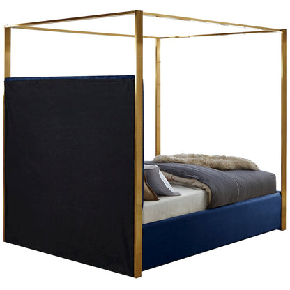 Jones Navy Velvet King Bed