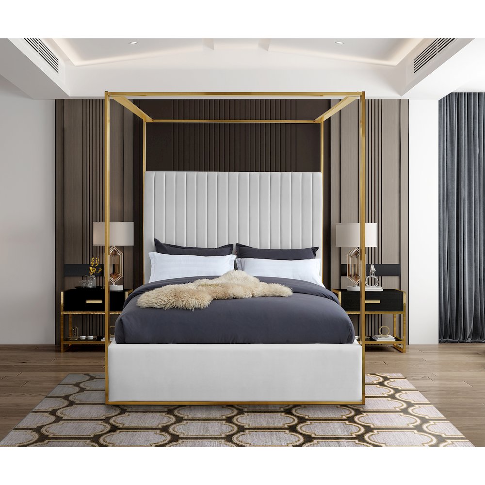 Jones White Vegan Leather King Bed