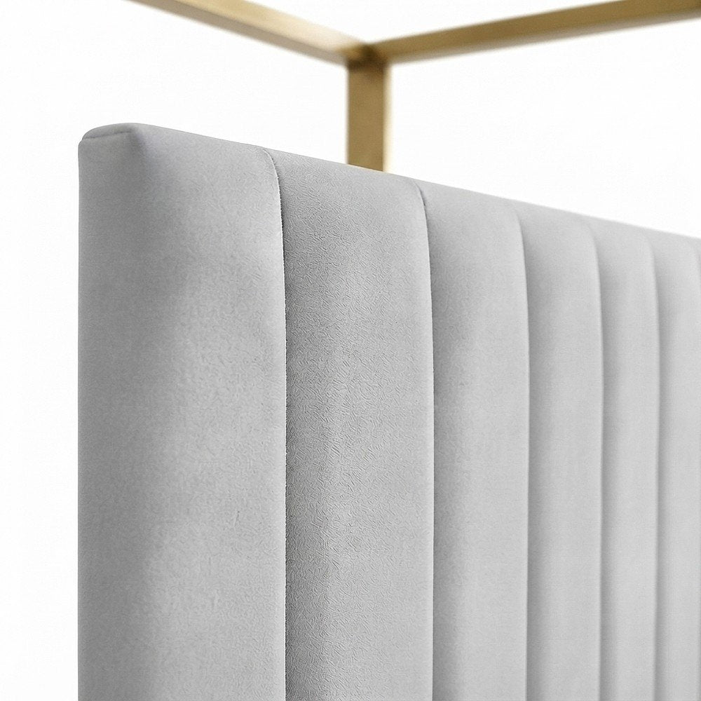 Vegan Leather King Platform Bed Frame with Tufted Headboard, White Vegan Leather