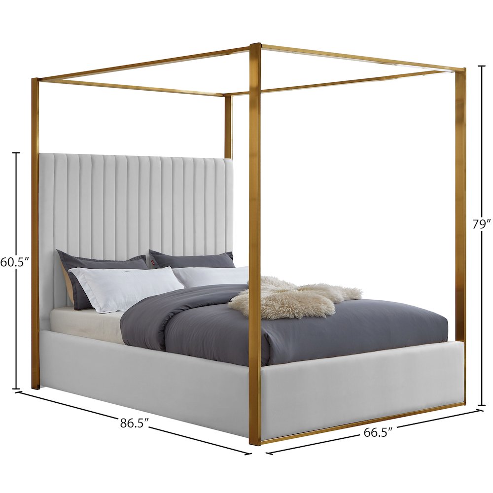 Jones White Vegan Leather Queen Bed