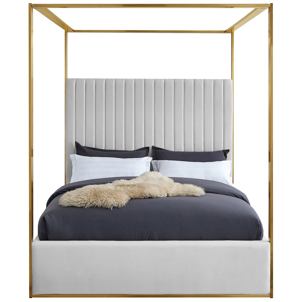 Jones White Vegan Leather Queen Bed