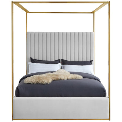 Jones White Vegan Leather Queen Bed