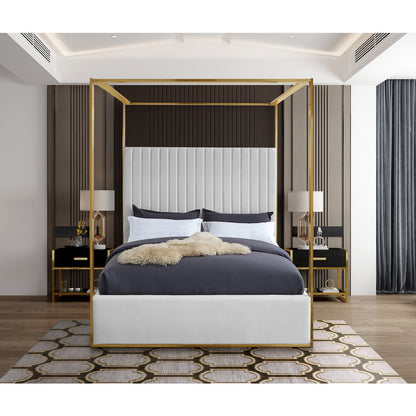Jones White Vegan Leather Queen Bed