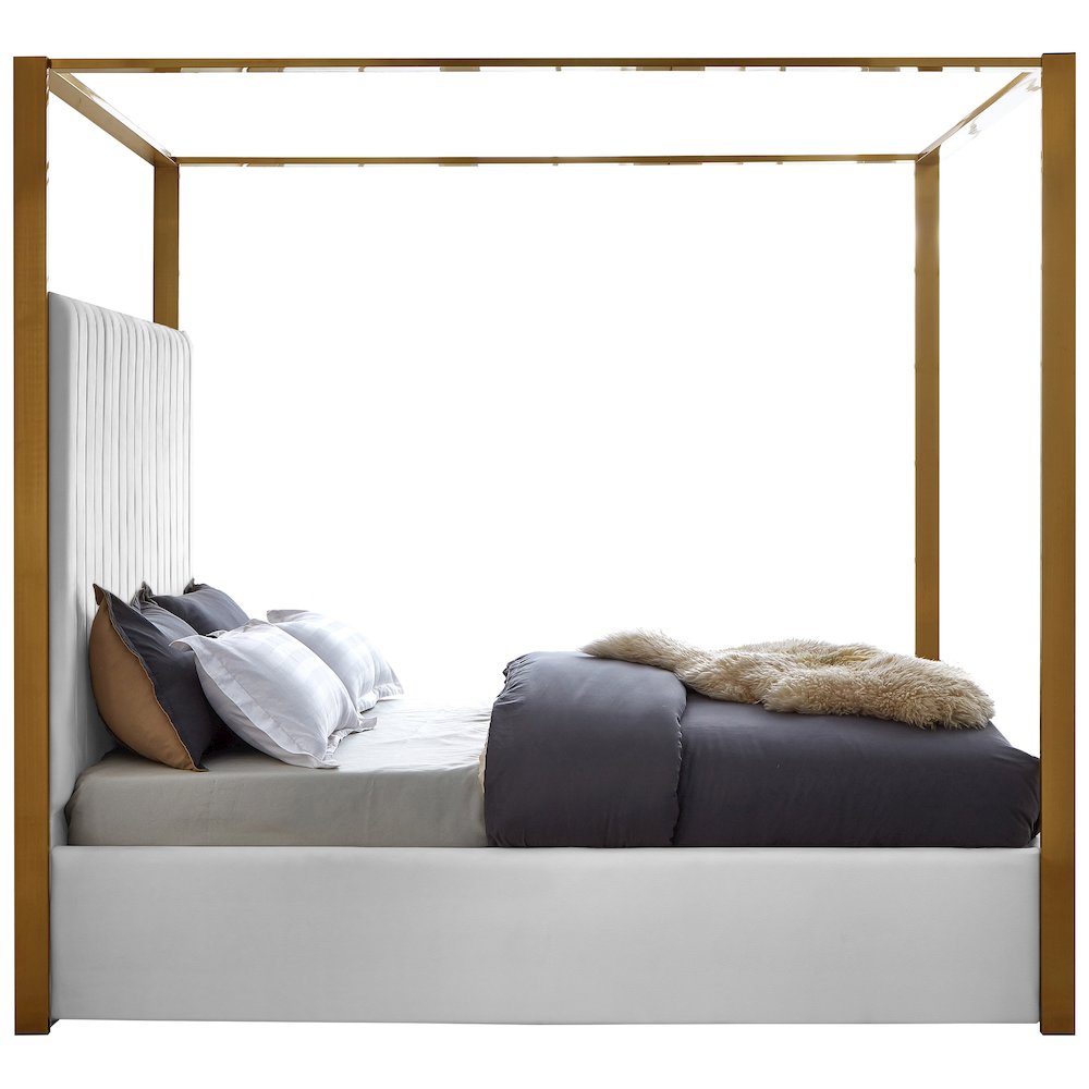 Jones White Vegan Leather Queen Bed