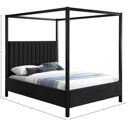 Kelly Black Boucle Fabric King Bed