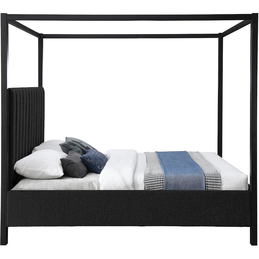 Kelly Black Boucle Fabric King Bed