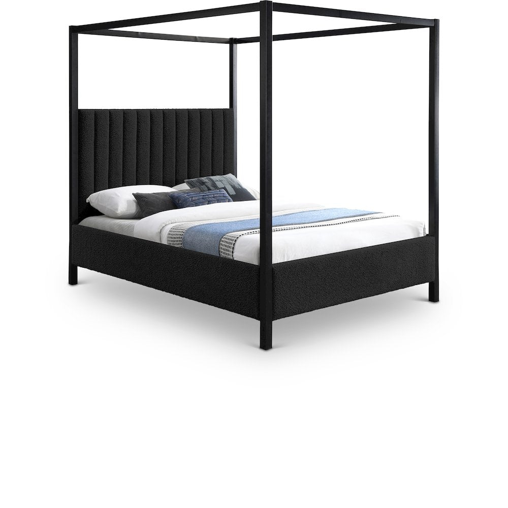 Kelly Black Boucle Fabric Queen Bed