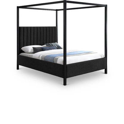 Kelly Black Boucle Fabric Queen Bed