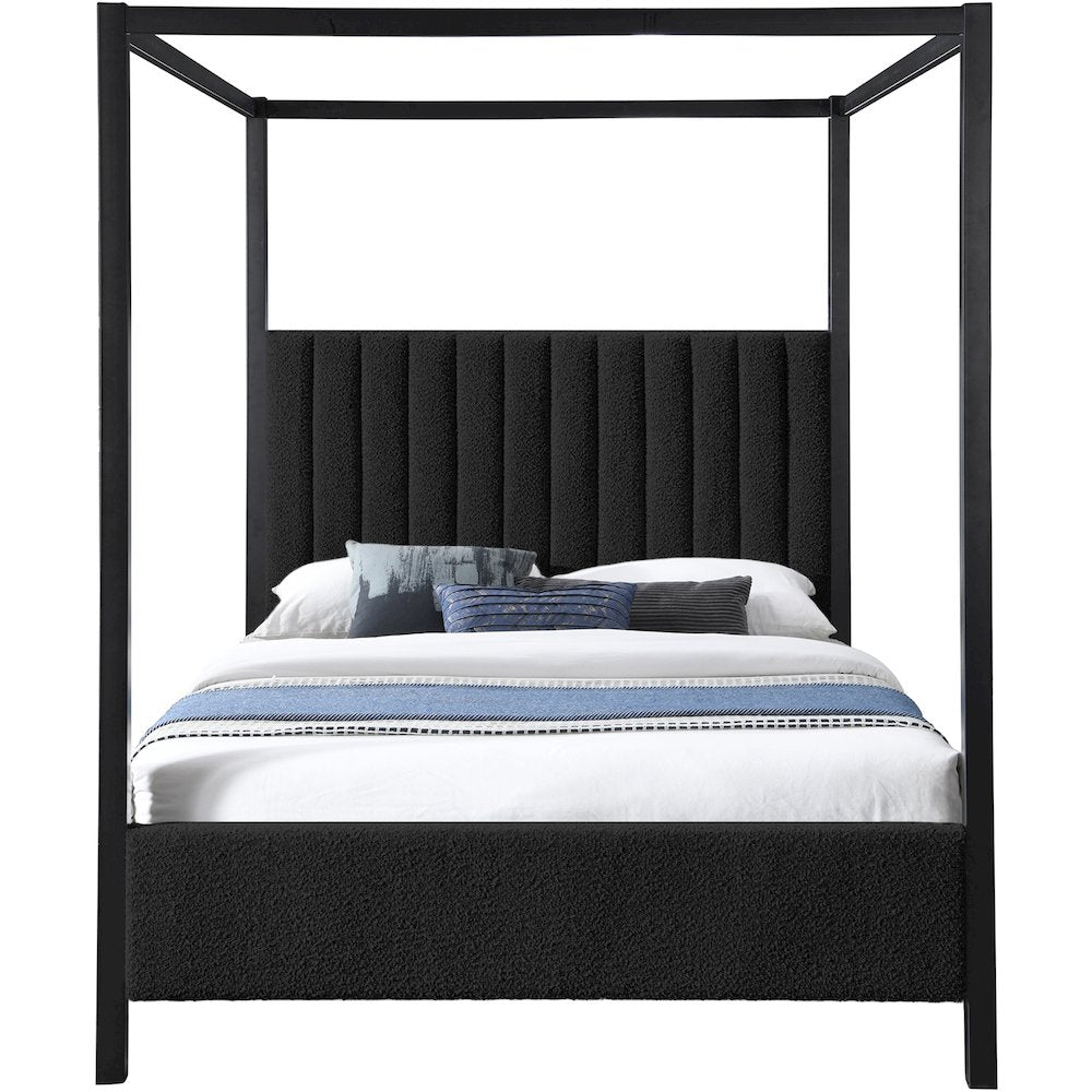 Kelly Black Boucle Fabric Queen Bed