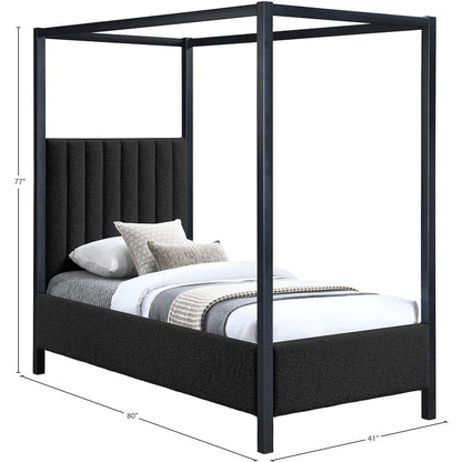 Kelly Black Boucle Fabric Twin Bed