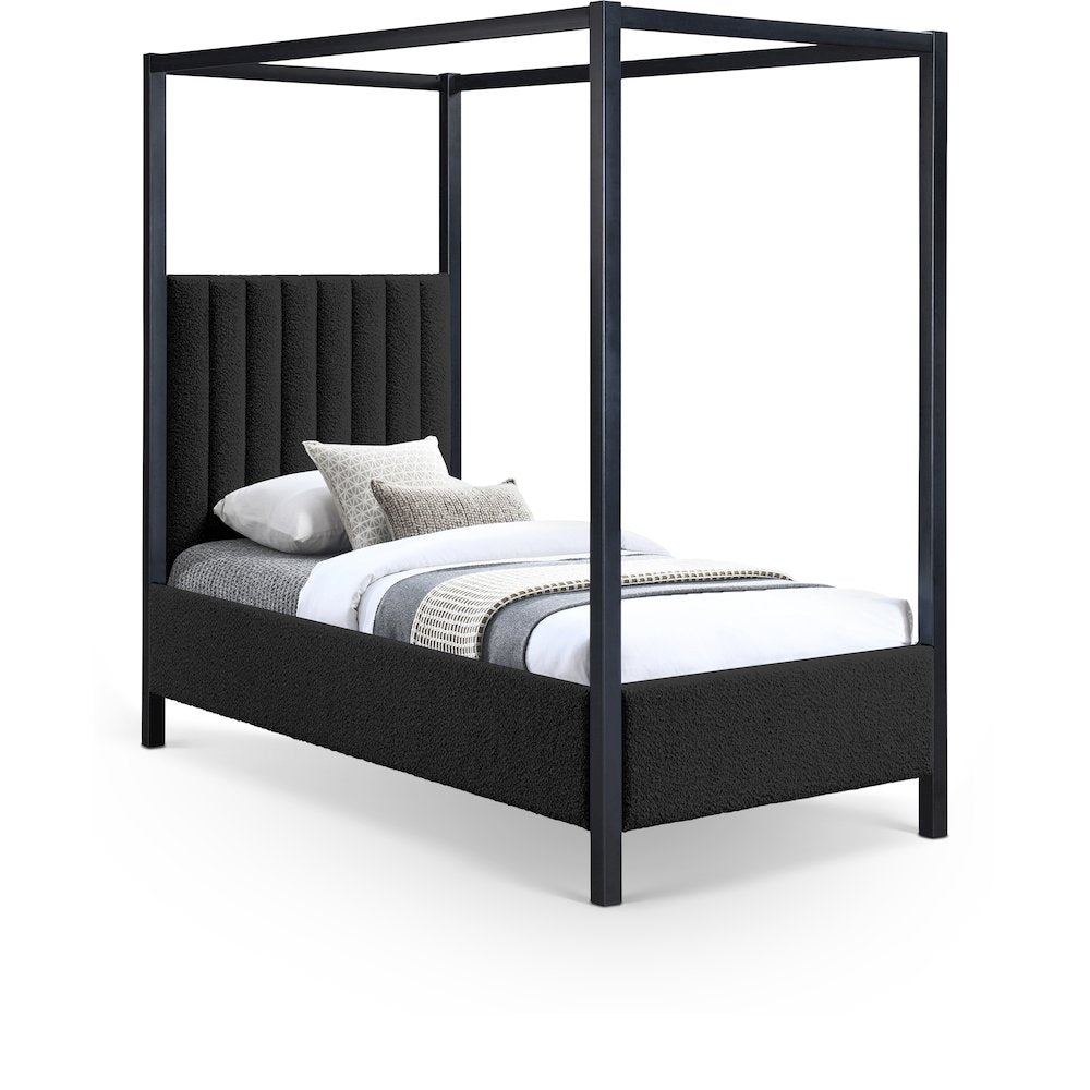 Kelly Black Boucle Fabric Twin Bed