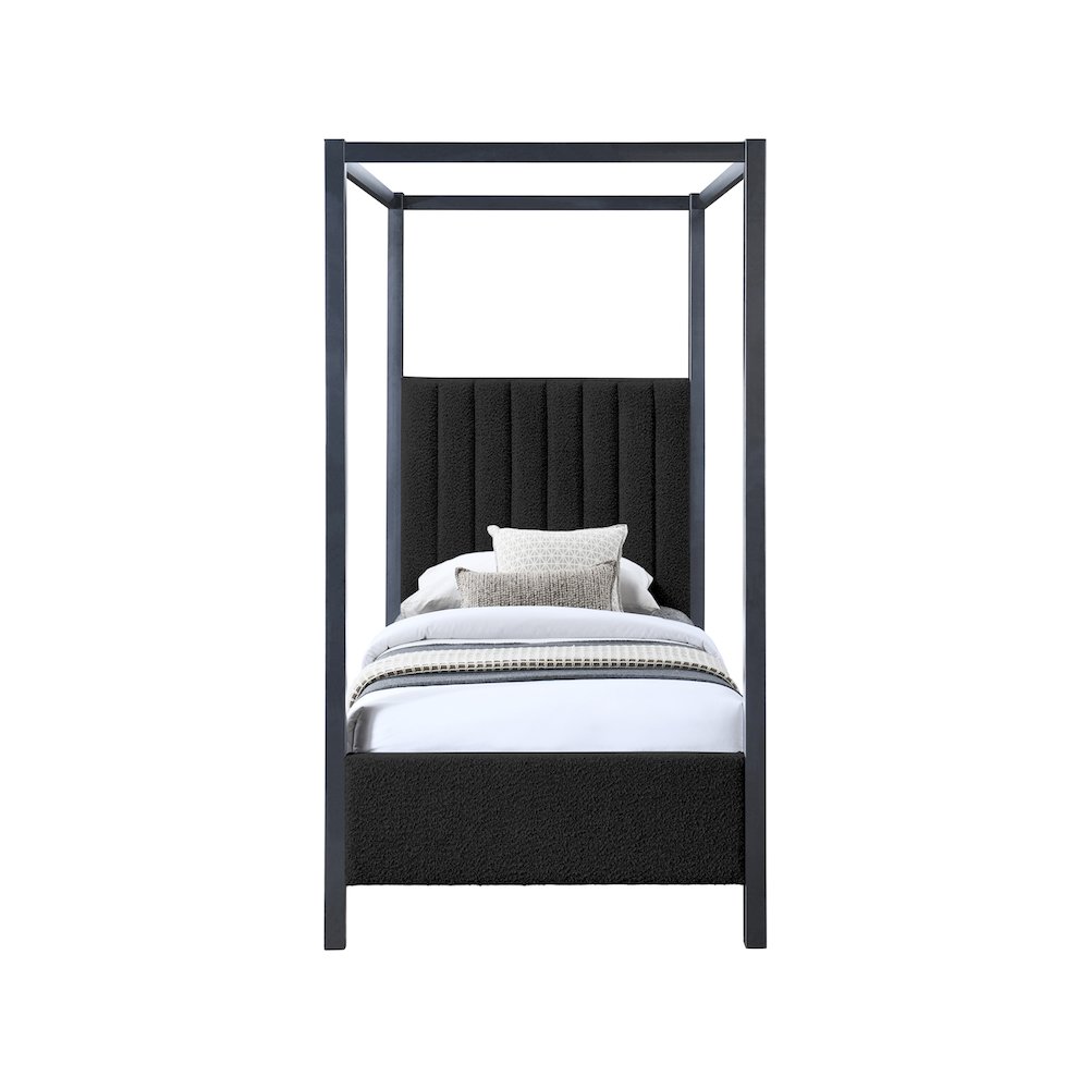 Kelly Black Boucle Fabric Twin Bed