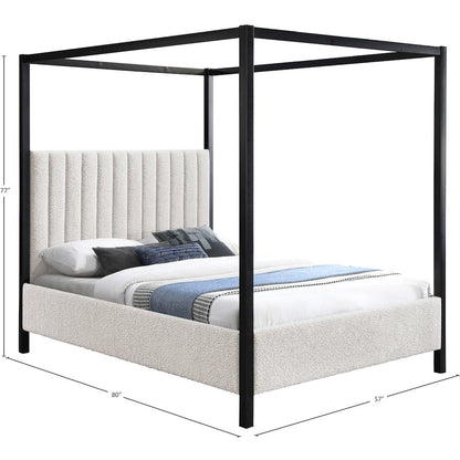 Kelly Cream Boucle Fabric Full Bed