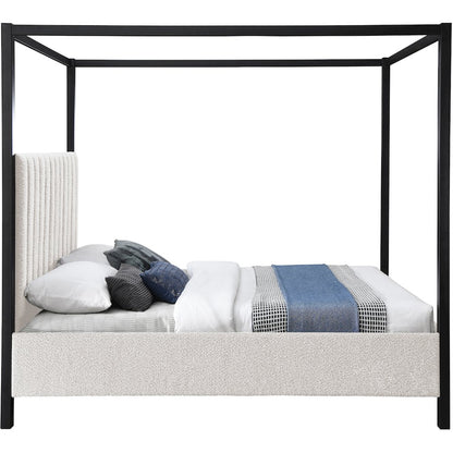 Kelly Cream Boucle Fabric Full Bed