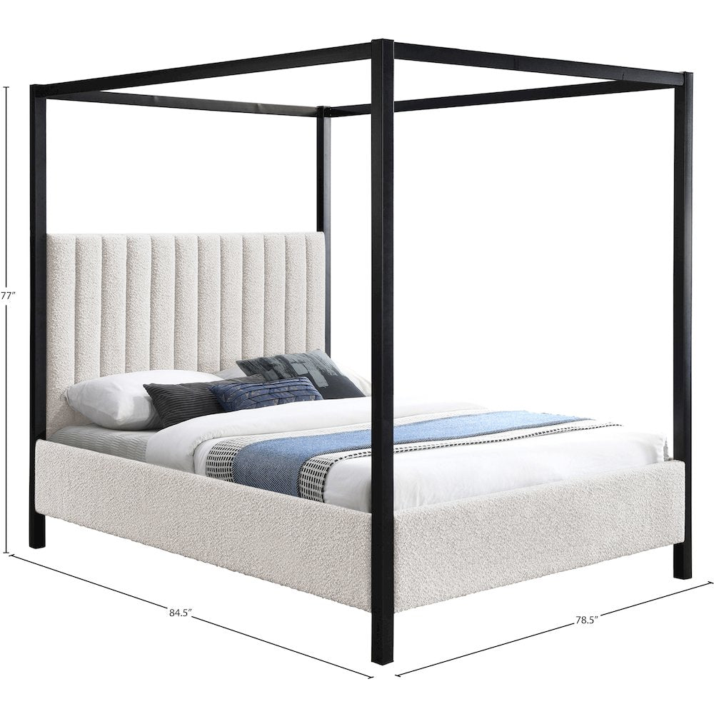 Kelly Cream Boucle Fabric King Bed