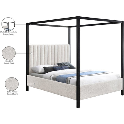 Kelly Cream Boucle Fabric Queen Bed