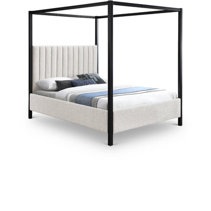 Kelly Cream Boucle Fabric Queen Bed