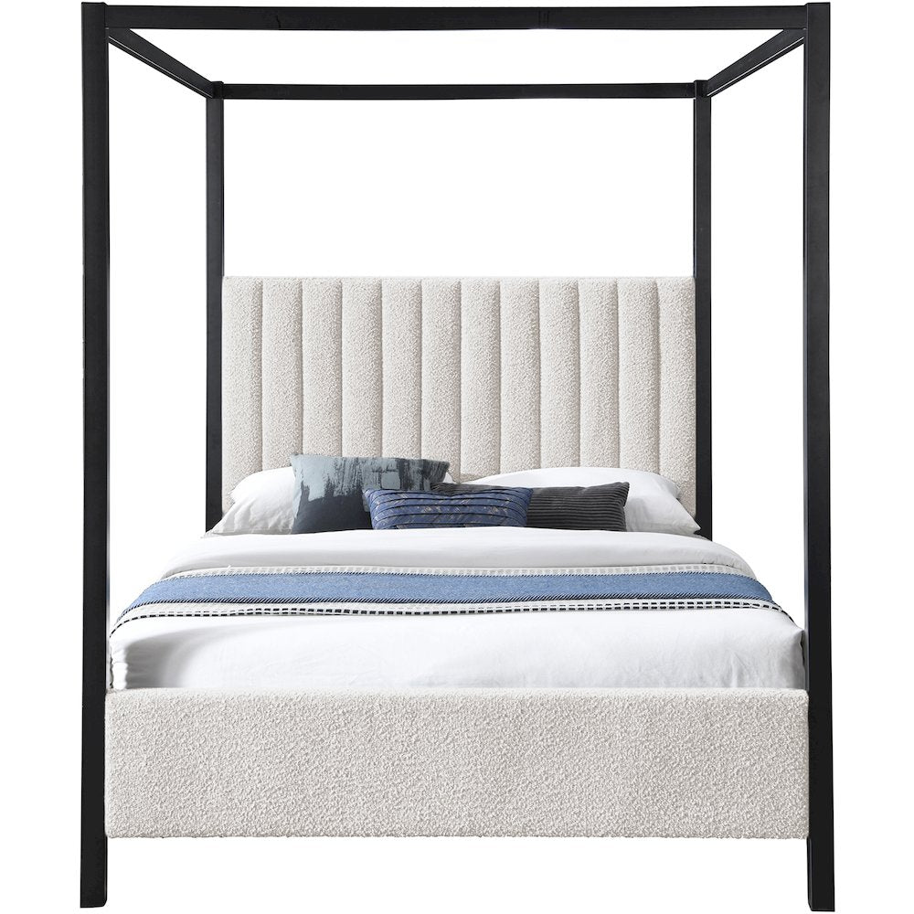 Kelly Cream Boucle Fabric Queen Bed