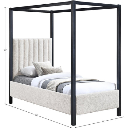 Kelly Cream Boucle Fabric Twin Bed
