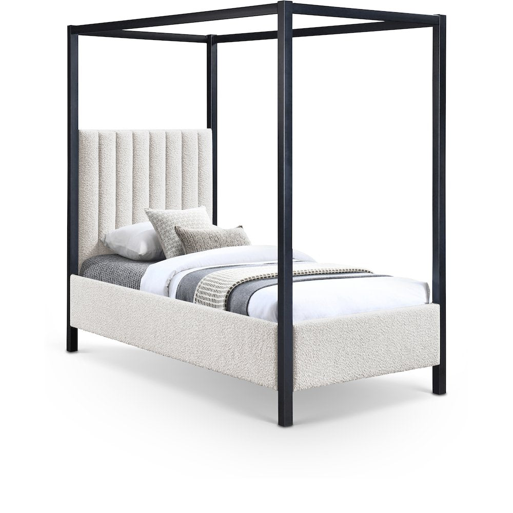 Kelly Cream Boucle Fabric Twin Bed