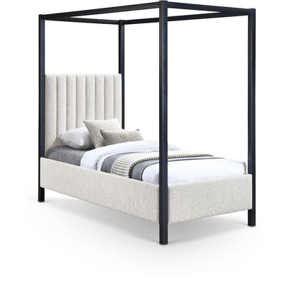 Kelly Cream Boucle Fabric Twin Bed