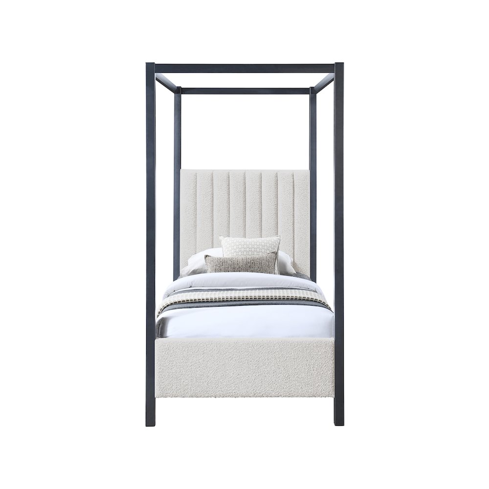Kelly Cream Boucle Fabric Twin Bed