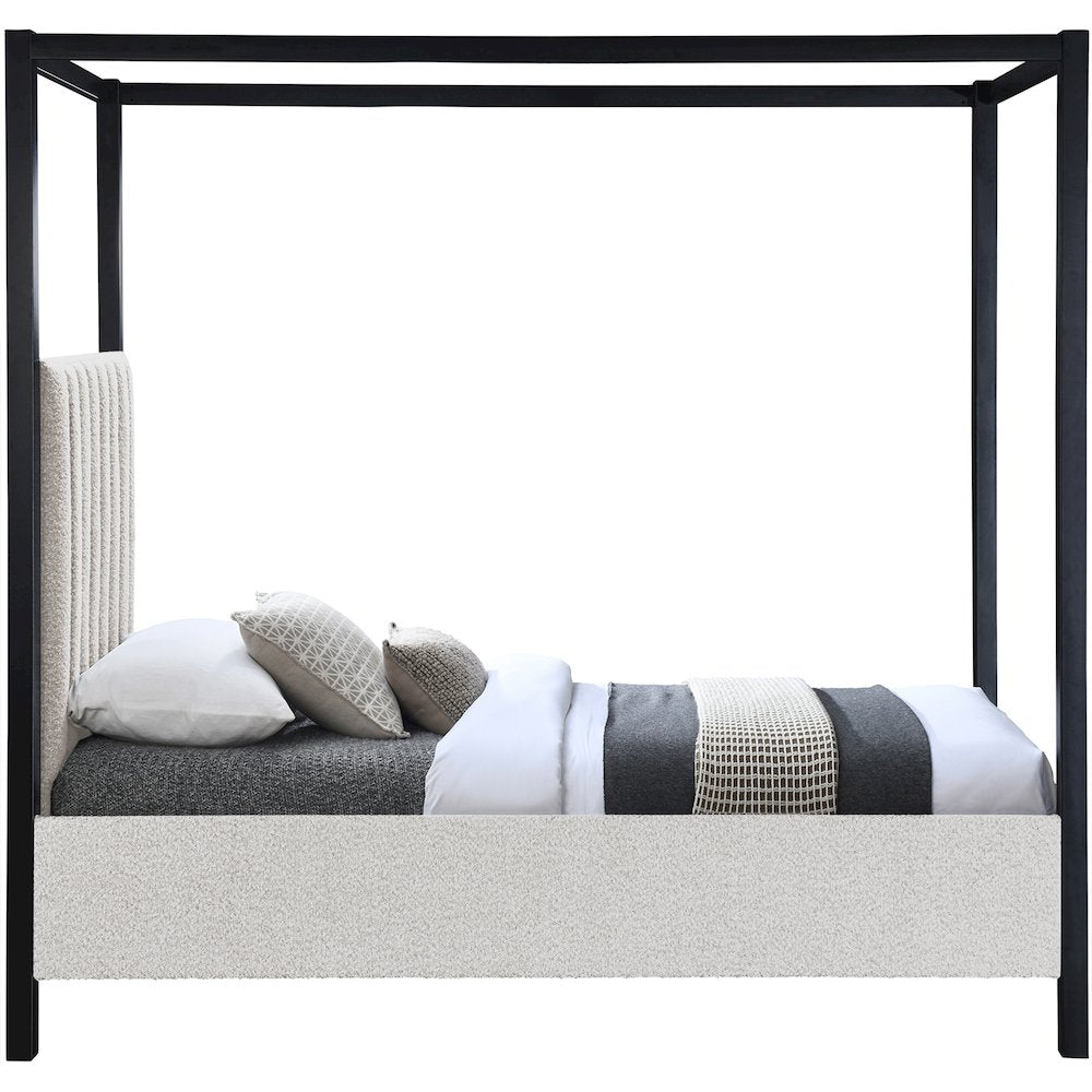 Kelly Cream Boucle Fabric Twin Bed