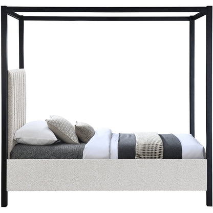 Kelly Cream Boucle Fabric Twin Bed