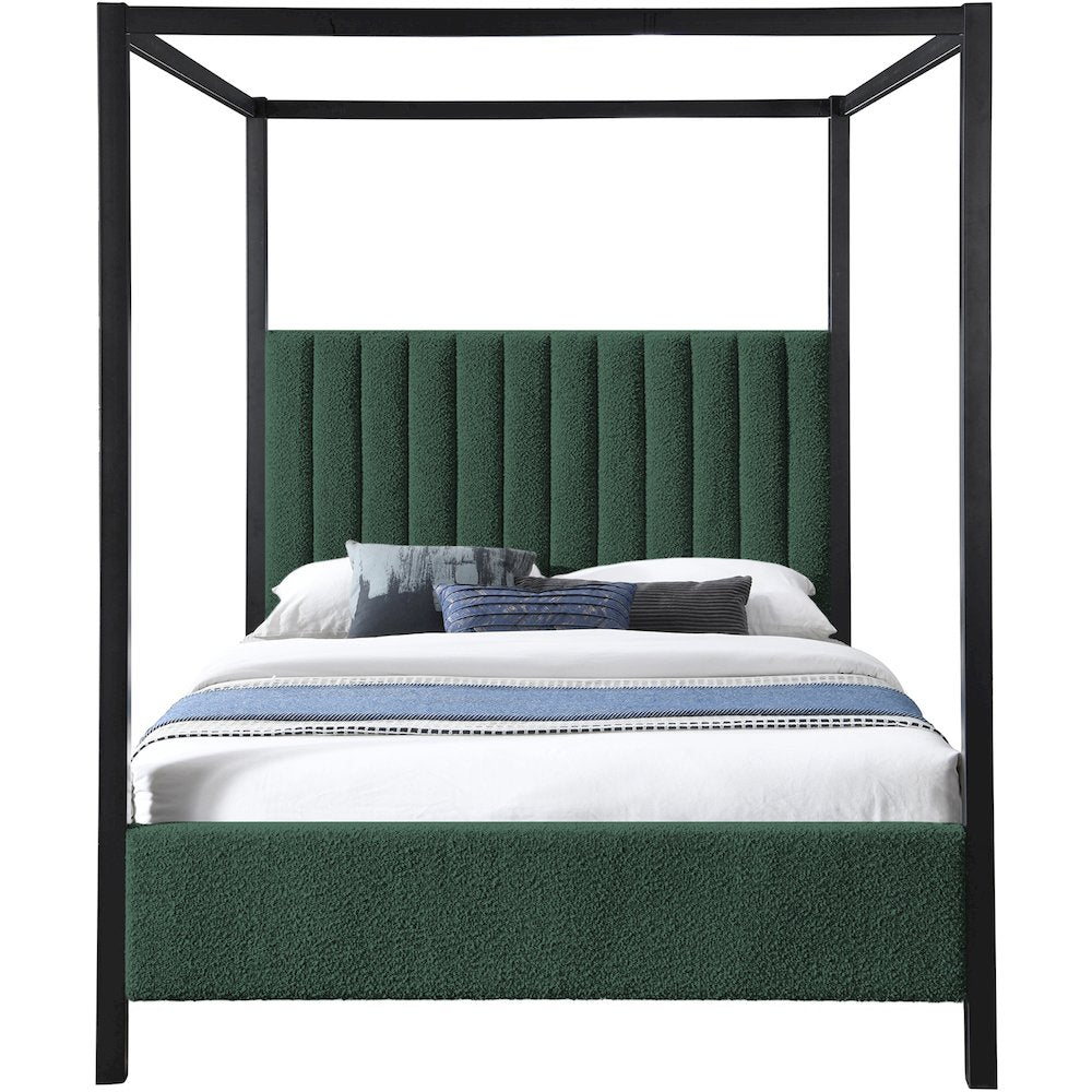 Kelly Green Boucle Fabric Full Bed
