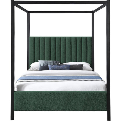 Kelly Green Boucle Fabric Full Bed