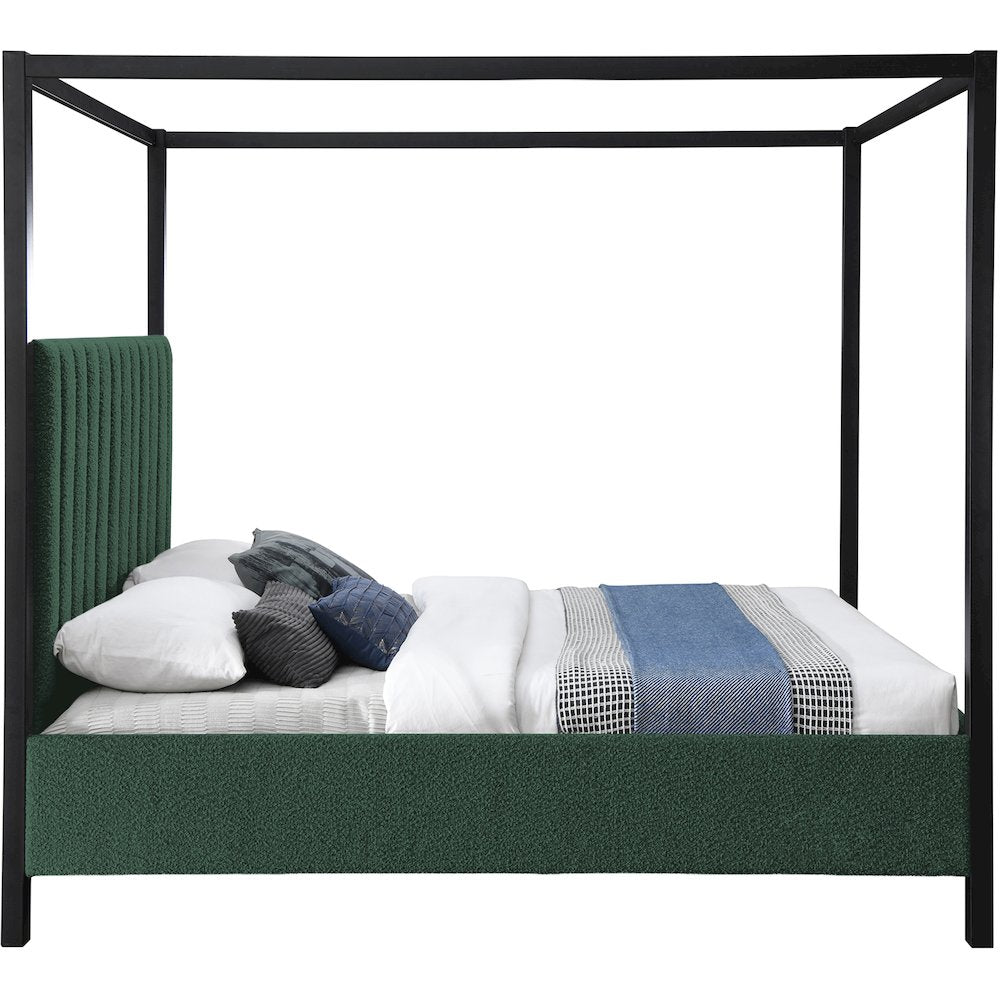 Kelly Green Boucle Fabric Full Bed