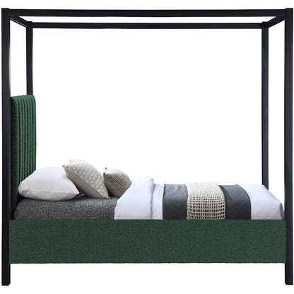 Kelly Green Boucle Fabric Twin Bed