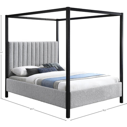 Kelly Grey Boucle Fabric King Bed