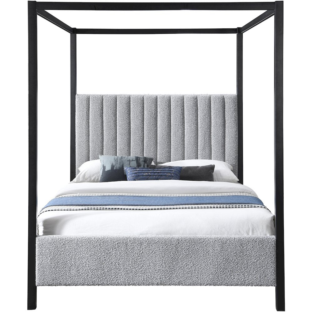 Kelly Grey Boucle Fabric Queen Bed