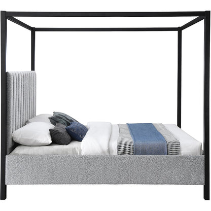 Kelly Grey Boucle Fabric Queen Bed